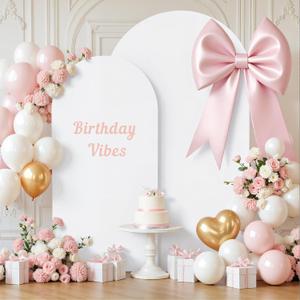 White Arch Backdrop Cover for Wedding, Set of 2 Stretchy Spandex Fitted Arch Stand Cover for Baby Shower, Birthday Party Decor, Chiara Backdrop Cover with Double-Sided Design(7.2FT 6FT, White)