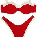 MakeMeChic Women's High Waisted Bikini Sets Color Block 2 Piece Swimsuit Bathing Suit, Medium