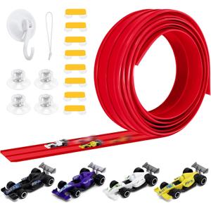 15Ft Flex Tracks Starter Kit Race Car Track for Kids, Race Car Ramp Track Compatible with Hot Wheels and Diecast 1/64th Cars, with Suction Cup and Storage Bag Portable Rolls Up Race, Children's Gifts