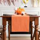 Table Runner 13 x 90 Inches Long, Cotton Linen Farmhouse Style Grey Table Linen for Kitchen Dining Coffee Table Parties Wedding Home Decor (Fall-Orange, 13” x 90”)