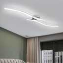 28W Chrome Linear Ceiling Light Modern LED Ceiling Light Fixture 6000K Aluminum 39.37Inch Long Ceiling Lamp for Hallway, Kitchen, Bedroom, Dining Room