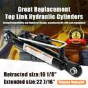 KINGWAY Hydraulic Top Link Cylinder Cat 1-1, 16 1/8-22 7/16", 6 1/4"Stroke | 7800 lbs Push Force, 5000 lbs Pull Force, Dual Check Valves, with Locking Block, 2 Hoses, Effective OEM Replacement