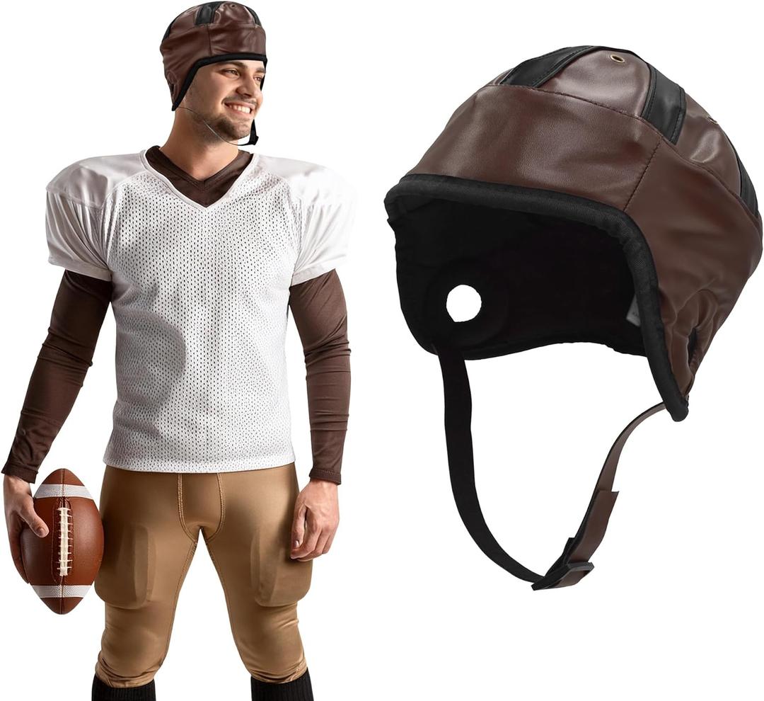 Vintage Brown Retro Football Helmet Classic Faux Leather Old-Time Style Helmet for Costume Tailgating Movie Props & Themed Parties Adult One-Size Fits Most 1920s-Inspired Headgear