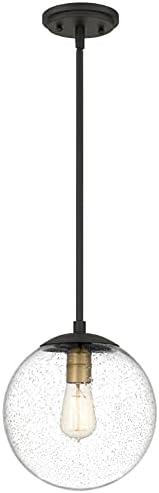 Tawson Globe Pendant Lighting, Black and Gold Pendant Light for Kitchen Island, 9.5 inch Seeded Globe Glass Shade for Kitchen, Hallway, Entryway, Dining Room, Bedroom, Living Room