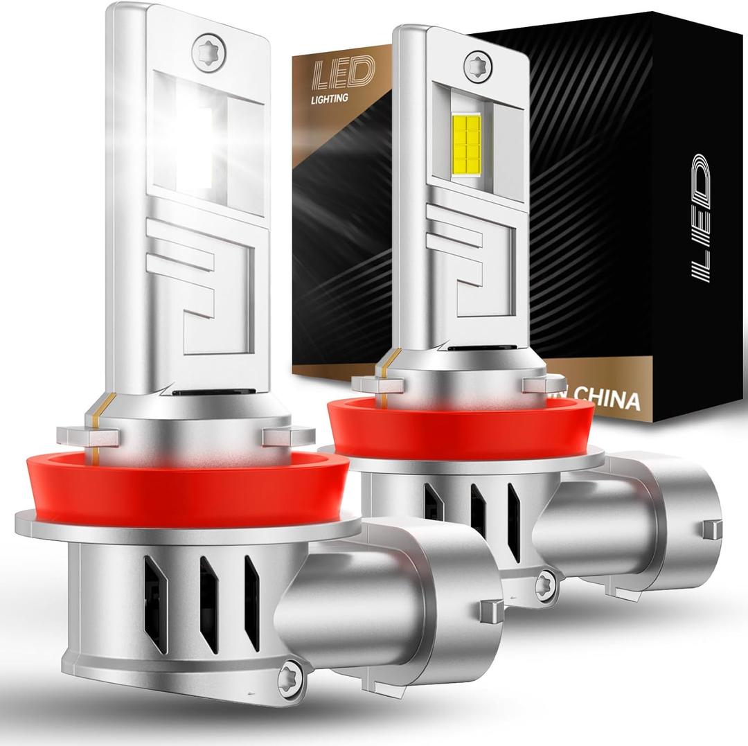 H11/H8 LED Fog Light Bulb, 30000LM Brightness H16/H9/H8/H11 LED Bulb, 6000K White Fog Lights Mini Size Plug and Play, IP68 Waterproof, Pack of 2