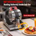 CROSSON Commercial Waffle Maker,Professional Round Belgian Waffle Maker Rotating 180 Non-Stick Plate Machine with Temp and Time Control for Restaurant Bakeries Kitchen 120V/1300W