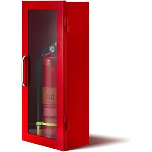 Zonon 1 Pcs 10lb Fire Extinguisher Cabinet Wall & Surface Mount 24-3/4 H x 10-1/4 W x 6-3/4 D 22 Gauge Steel Fire Extinguisher Box Case Extinguishers Holder with Handle for Indoor Outdoor (Red)
