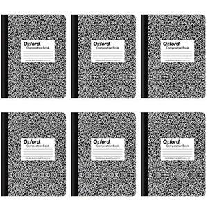 Oxford Composition Notebooks, College Ruled Paper, 9-3/4 x 7-1/2 Inches, 100 Sheets, Black, 6 Pack (63767)