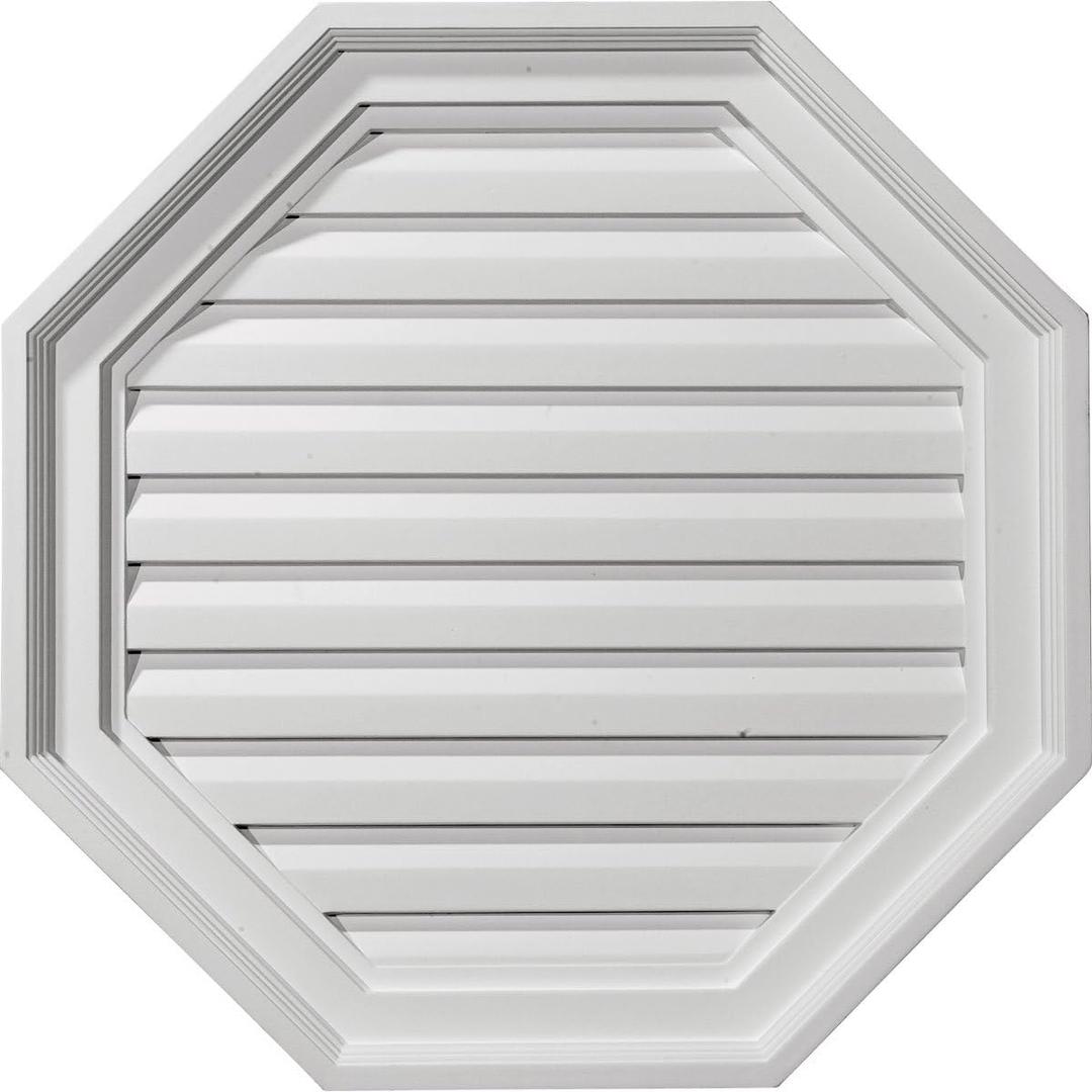 Ekena Millwork 22"W x 22"H x 1 1/8"P, Octagon Gable Vent Louver, Functional