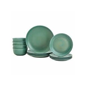 9 Piece Dinnerware Plates Green 4 Bowls, 2 Small Plates, 3 Large Plates