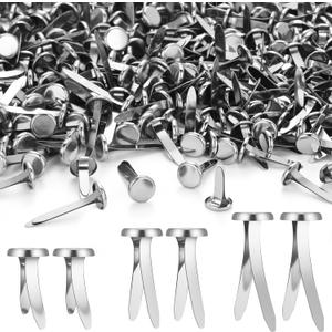 Ferraycle 500 Pieces Mini Brads Fasteners Brass Paper Fasteners Metal Round Pastel Brads for Scrapbooking Crafts DIY Projects 0.5 Inch, 0.7 Inch, 1 Inch (Silver)