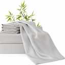100% Viscose Derived from Bamboo Sheets Queen Size | 6 Pcs Set | Soft, Breathable and Cooling for Hot Sleepers | Double Stitching | 18 Deep Pocket | 4 Pillowcases | Oeko-TEX Certified [Grey]