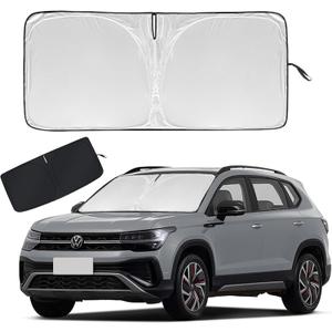 Upgraded Car Sun Shade, 240T Windshield Sunshade, Foldable Shade for Front Window & Interior Protection, Blocks UV Rays, Keeps Vehicle Cool, Fits Cars, SUV, Truck, Storage Bag, Medium (55.1 x 30.3 in)