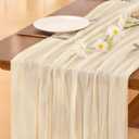 Socomi 3pcs Beige Easter Spring Cheesecloth Table Runner Boho Rustic Gauze 120 inch 10FT Cheese Cloth Runner for Wedding Party Baby Shower Birthday Home Decor Holiday Decorations