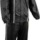 Milwaukee Leather MPM9510 Men's Black and Neon Green Motorcycle Water Resistant Rain Suit w/Hi-Vis Reflective Tape (Large)