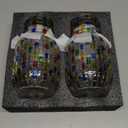 KFOSO Bedside Carafe and Glass Pitcher Set of 4, Gifts for Women, Hand-Painted 16oz Glass Pitcher with Cup Lid -Christmas Gifts, Wedding & Bridal Shower Gift, Birthday Gift