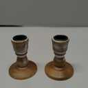 NUPTIO Taper Candle Holders Wood: 2 Pcs Rustic Brown Wooden Candlestick Holder - Vintage Small Farmhouse Candles Stick Candleholder for Christmas Wedding Party Home Living Room Table Decor