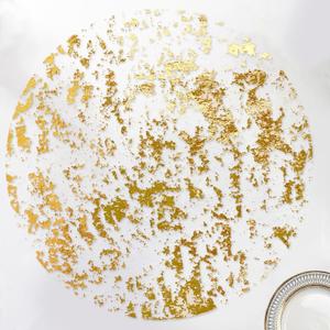 Disposable Gold Placemats Set of 24 Metallic Thin Round 13 Inch Gold Doilies Mesh Pressed Fall Table Placemats 24 Pack Gold Charger Plates for Wedding, Birthday Party