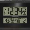 La Crosse Technology 513-75624-INT Digital Atomic Clock with Outdoor Temperature and Moon Phase, Black