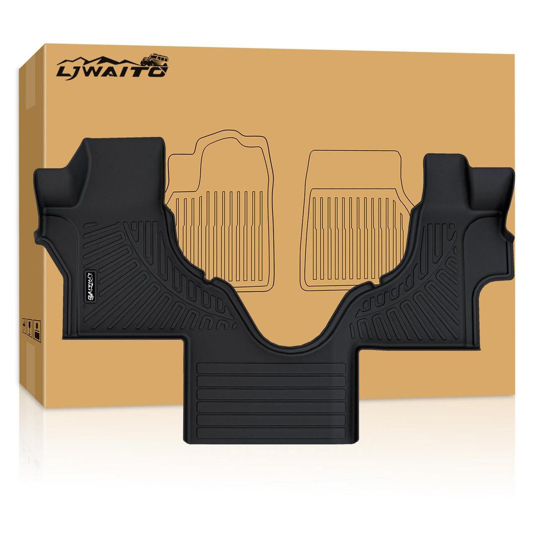 Floor Mats Fits 2007-2024 2025 Ford Econoline & E-Series E150/E250/E350/E450, TPE All Weather Protection Econoline Front Row mat, Black Van Liners mat Accessories