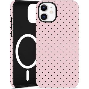 Jusy Compatible with MagSafe Polka Dot Case for iPhone 11, Cute Aesthetic Polka Dots Magnetic Phone Case, Soft TPU and Hard PC Protective Phone Cover for Women Girls（Matte）  Pink