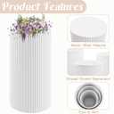 Metal Pleated Cylinder Pedestal Stands for Party, 3 Pieces Heavy Duty Round Cake Pedestal Stand Display Plinth Pillars Art Decor for Wedding Ceremony Birthday PartySmall, White