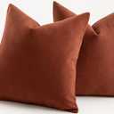 MANDIOO Pack of 2 Chenille Throw Pillow Covers Elegant Design Soft and Luxurious Decorative Cushion Covers Pillowcase Couch Sofa Bedroom Living Room Home Decor 20x20 Inch Rust
