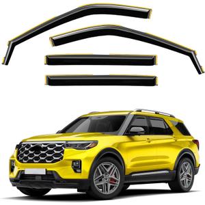 in-Channel Window Rain Guards Fit for Ford Explorer 2020 2021 2022 2023 2024 2025Extra Durable Window Deflectors Vent Visors Shades Exterior Car Accessories Visors Rain Guards - 4 pcs