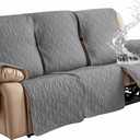 Genina Waterproof Couch Cover for Reclining Couch 3 Seater Non-Slip, Washable Recliner Sofa Covers for 3 Cushion Couch, Furniture Covers Couch Protector for Dogs Pets Kids (Light Gray, Recliner Sofa)