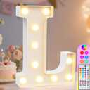 Pooqla Colorful Light Up Letters with Remote, Upgraded 35 Colors LED Marquee Letters, RGB Lighted Letter for Girls Teenager Gift, Birthday, Party, Wedding, Night Light, Room, Bedroom Decor, Letter L