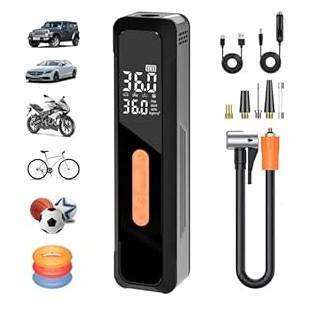 Portable Tire Inflator Air Compressor 4X Air Pump for Car Tires, 12DC Air Pump with Digital Pressure Gauge & LED Lights, 150PSI Tire Inflator for Motorcycle/Bike/Ball/Car Accessories