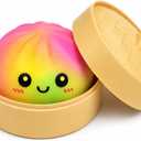 Mystery Dumpling Squishies with Food Steamer Box,Colorful Squishies Dumpling Stress Relief Balls,Sensory Fidget Squeeze Toys Cute Desk Toy
