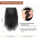 Clip in Hair Extensions, FLUFYMOOZ 4PC 100 Pure Protein Silk Hair Extensions Long Soft Natural Hairpiece 16 Inch Curly Hair Extension for Women (Black Brown)