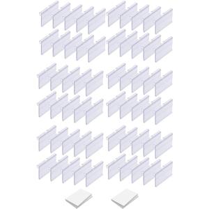 Plastic Label Holders, 60 Pack Transparent Resealable Basket Bin Labels Clip On Sign Display Holder with Paper Labels for Wire Shelf Retail Storage Bins Supermarket Shop (6x4.2cm)