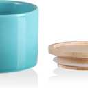 Sweejar Kitchen Canisters Ceramic Food Storage Jar, Stackable Containers with Airtight Seal Wooden Lid for Serving Ground Coffee, Tea, Sugar, Spice and More - 5 Fl Oz(Gradient Blue)