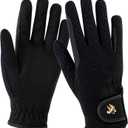 Harrison Howard Women Horse Riding Gloves, Lightweight Equestrian Riding Gloves, Comfortable Grip for Rein & Whip Control Black M