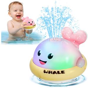 Bath Toys for Kids Age 1-3, Light Up Baby Bath Toys for 1 2 3 Year Old Girl, Pool Water Toys for Toddlers Whale Bathtub Toys for 1 2 3 Year Old Boys & Girls Birthday Gifts (Pink)