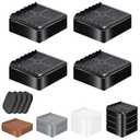 Furniture Risers, 4 Pack Bed Risers with Non-Slip Grip and Heavy Duty Support, 1 Inch 2 Inch 3 Inch 4 Inch Height Lift for Couch, Sofa, Table, Desk, Chair, Refrigerator - Black, 1 Inch