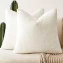 Foindtower Pack of 2, 20 x 20 Inch, Decorative Textured Boucle Throw Pillow Covers Accent Solid Pillow Cases Cozy Soft Couch Cushion Case for Chair Sofa Bedroom Living Room Home Decor, Cream White
