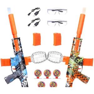 2 Pack Gel Splatter Blasters, Full Auto Electric Splatter Ball Toy, 10 Rounds Per Seconds, 50000+, 600 Hopper, 2 Rechargeable Batteries, Outdoor Activities Team Game Toy for Age 12+ Year Up No Classes