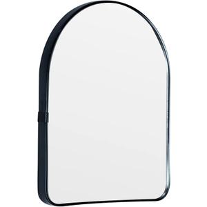 Funly mee Arched Wall Mirror, 15.8 x23.6 inches, Wall-Mounted Plastic Mirror, for Bathroom and Vanity (Black)