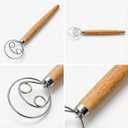 3 x Danish Dough Whisk for Bread Baking - Stainless Steel Sourdough Whisk with Ergonomic Wooden Handle - Ideal for Mixing Sourdough, Pizza, Pastry Dough & Batter