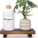 Small Bathroom Counter Organizer Tray Wooden Pedestal Stand for Display Decor Farmhouse Wood Risers Soap Dish Dispenser Holder for Kitchen Sink Tray Modern Bathroom Vanity Accessories Decorative trays (8.6" x 4" x 1.6", Brown)