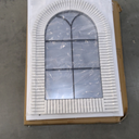 36x24 inches Wooden White Arch Window Mirror with Grid Frame, Decorative Arched Vanity Wall Mirrors for Bedroom Dresser, Bathroom, Living Room, or Entryway Decor