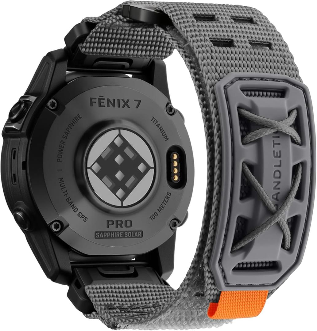 Bandletic Compatible with Garmin Quatix 8 47mm Watch Band - 22mm Quick Fit Replacement Nylon Strap for Fenix 8 47mm 7 6 Pro/5 Plus/Instinct 3 E 45mm 2/Forerunner 970/965/955/Approach S70/S62/S60/Epix