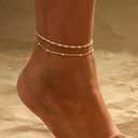 2/3 PCS Gold Anklets for Women Waterproof Cuban Link Anklet Beaded Bracelets Stackable Bracelets 14K Gold Plated Custom Jewelry Gifts Non Tarnish Lightweight