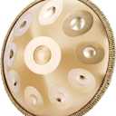 Handpan 22 Inches Drum Set, 440Hz 10 Notes Hand Drum Instrument, Premium Steel Hand Drum, Includes Carrying Case, Drumsticks, Spiral Wraps, Instruction Guide