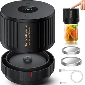 Electric Mason Jar Vacuum Sealer Kit for Wide & Regular Mouth Jars, Automatic Jar Sealer for Canning and Food Storage, Includes Lids