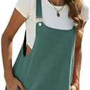 Himosyber Women Cotton Blend Shortall Linen Dual Pocketed Adjustable Strap Cream Pinafore Overall Romper, Size XL
