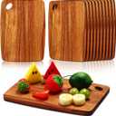 FoldTier 12 Pcs Wood Cutting Boards Bulk 8 x 6 Inch Small Kitchen Charcuterie with Oval Hole Kitchen Serving Chopping Boards for Pizza, Bread, Charcuterie, Fruit, Vegetables(Acacia Wood)
